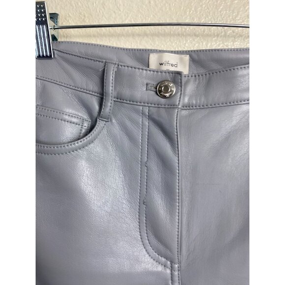 Aritzia Wilfred Gray Faux Leather Pants Women size 00 Straight Leg Moto Neutral - Picture 11 of 16